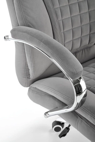 Fotel biurowy ergonomiczny Ukka szary welurowy z regulacją wysokości i odchylenia do pracy