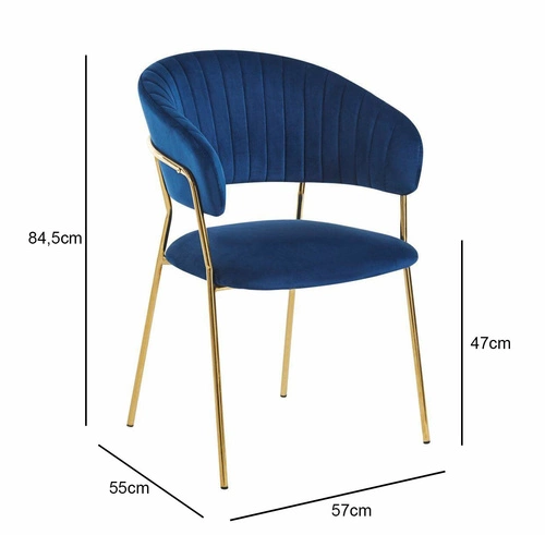 Krzesło tapicerowane welur granatowy z podłokietnikami Intesi Glamour do jadalni i salonu