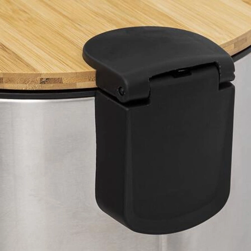 Kosz na śmieci kuchenny Bam 30l z pedałem bambusowy srebrny nowoczesny 5five