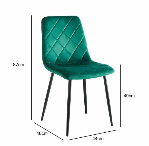 Krzesło do jadalni Solito Intesi zielone welurowe tapicerowane nowoczesne z czarnymi nogami