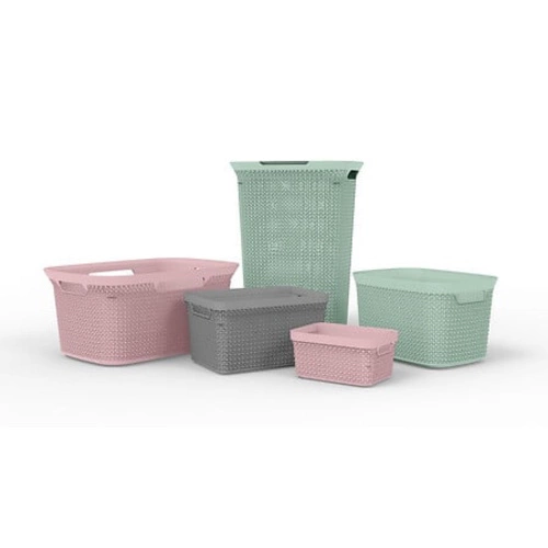 Różowy kosz na pranie Scandi 25 l z tworzywa sztucznego do łazienki 5five simply smart