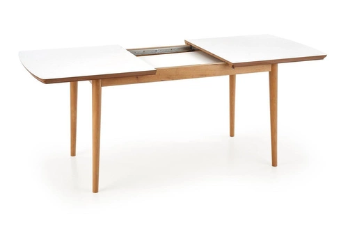 Stół rozkładany do jadalni Radley biały mat dąb lefkas nowoczesny 140-185 cm Intesi