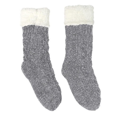 Skarpetki ocieplane Chenille Intesi szare damskie i męskie ciepłe do domu na zimę 36-41