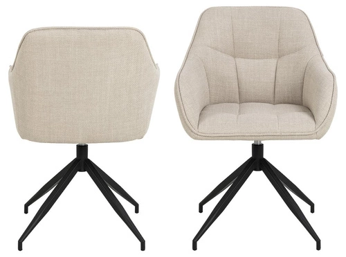 Krzesło tapicerowane Brenda obrotowe z podłokietnikami beżowe do jadalni i salonu Actona