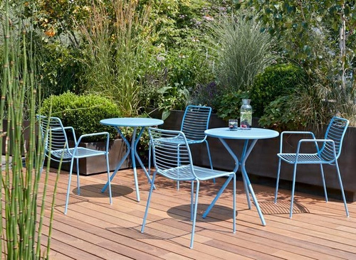 Krzesło metalowe Summer SCAB Design szare nowoczesne z podłokietnikami do ogrodu i tarasu