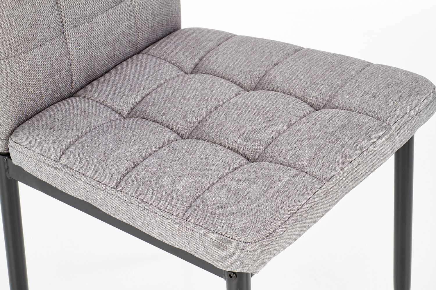 Krzesło tapicerowane Venu szare do jadalni i salonu nowoczesne na czarnych nogach Intesi
