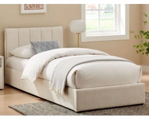 Łóżko tapicerowane Lexington 90x200 beżowe z pojemnikiem do sypialni