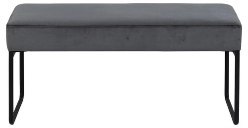 Ławka tapicerowana Xenia VIC welurowa szara do przedpokoju glamour na czarnych nogach Actona
