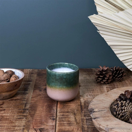 Świeca dekoracyjna Glaze S Intesi zielona w ceramice nowoczesna do salonu i sypialni
