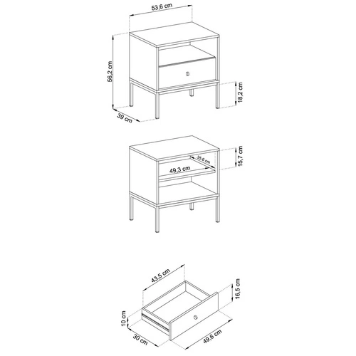 Szafka nocna beżowa 54 cm z szufladą na wysokich nogach Evora Intesi styl nowoczesny
