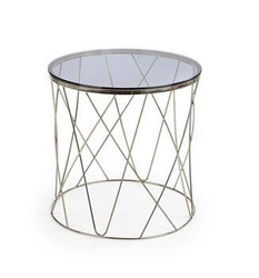 Stolik kawowy Borda okrągły szklany chrom nowoczesny do salonu 55 cm Intesi