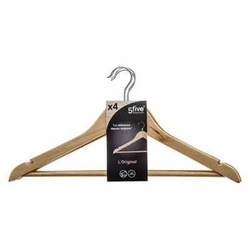 5five simply smart zestaw 4 drewnianych wieszaków na ubrania do szafy garderoby naturalny