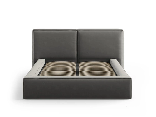 Łóżko tapicerowane Jodie II 180x200 szare welurowe z pojemnikiem do sypialni glamour