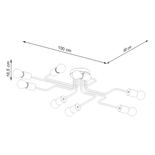 Żyrandol loftowy czarny TIMBO 8 do salonu i jadalni z drewna i metalu 100 cm