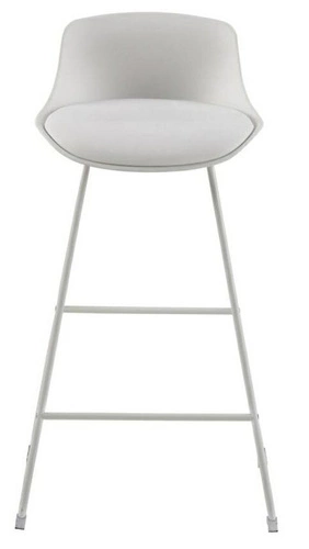 Hoker z oparciem Actona Tina biały nowoczesny do kuchni i wyspy, ekoskóra, metal 76 cm