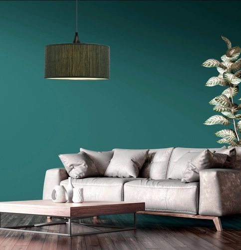 Lampa wisząca Patti czarny 1x60 E27 abażur walec 30x15 plecionka zielona