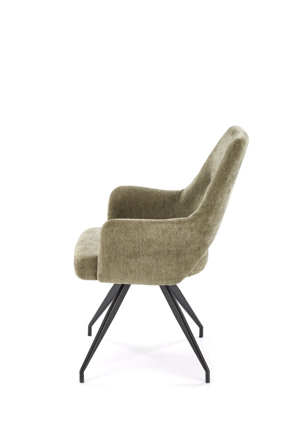 Krzesło obrotowe Naty oliwkowe tapicerowane z podłokietnikami do biura i salonu nowoczesne Intesi