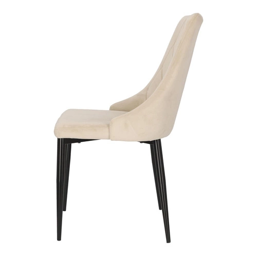 Krzesło tapicerowane Loretta velvet beżowe do jadalni i salonu nowoczesne na czarnych nogach Intesi