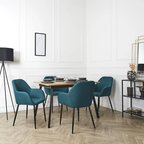 Krzesło tapicerowane Lavia Intesi turkusowe z podłokietnikami do jadalni i salonu nowoczesne