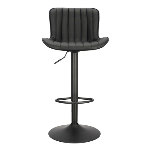 Hoker Tessa czarny nowoczesny z oparciem, regulowany, obrotowy do kuchni i wyspy, ekoskóra Intesi