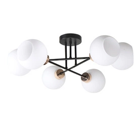 Lampa sufitowa Amanda czarny+złoty 6x40 E27 klosz biały