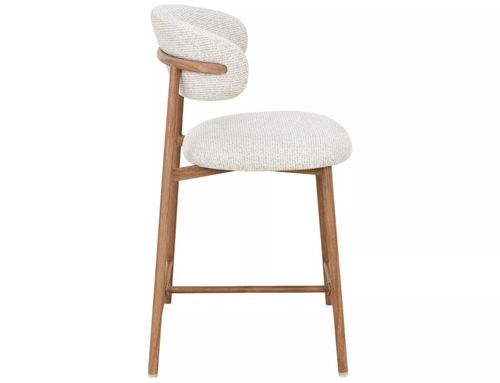 Hoker tapicerowany Pasco Slim beżowy z oparciem do kuchni 61 cm