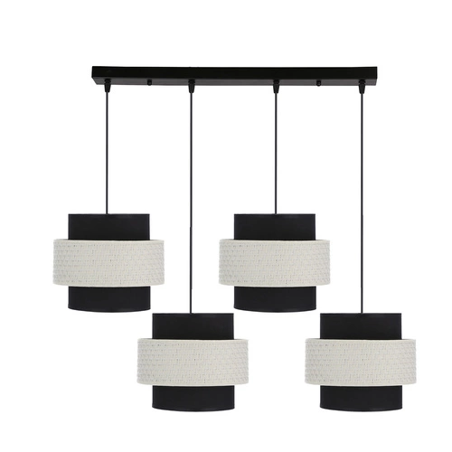 Lampa wisząca Benta czarny 4x40W E27  abażur czarny+kremowy