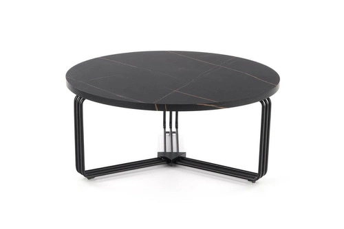 Stolik kawowy Lintica okrągły 80 cm czarny marmur nowoczesny loft do salonu Intesi