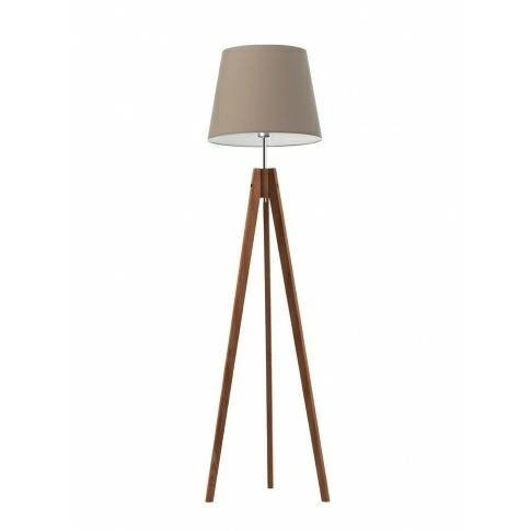 Lampa stojąca do salonu drewniana trójnóg Aruba beżowy abażur glamour Lysne 149 cm