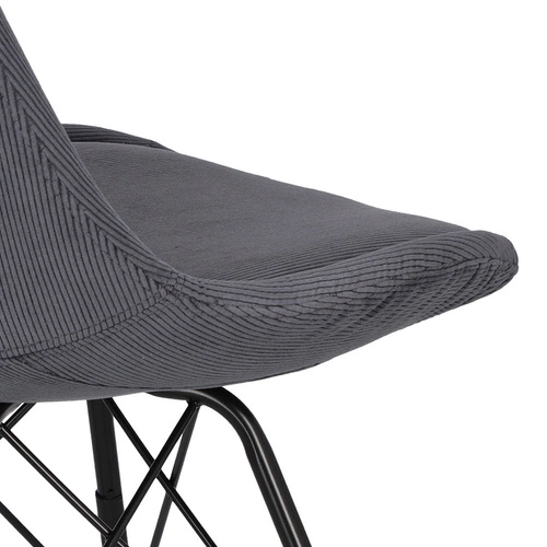 Krzesło tapicerowane Eris sztruks antracytowe do jadalni nowoczesne na czarnych nogach Actona