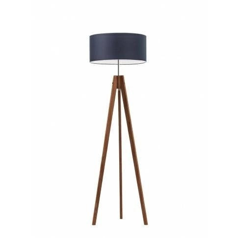 Lampa podłogowa HAITI abażur granatowy stelaż mahoniowy