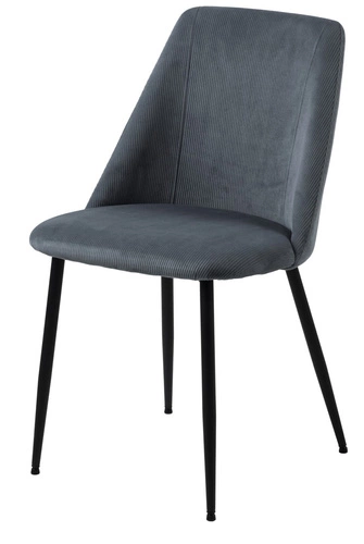 Krzesło tapicerowane Ines szare sztruks Actona do jadalni nowoczesne na czarnych nogach