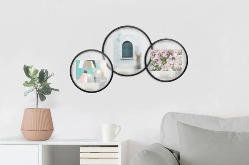 Ramka na zdjęcia 10x15 Infinity Umbra czarna okrągła stojąca dekoracyjna skandynawska