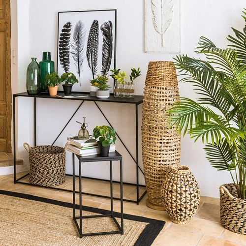 Lampa stojąca do salonu Sand boho drewniana podłogowa z papierowym abażurem Atmosphera