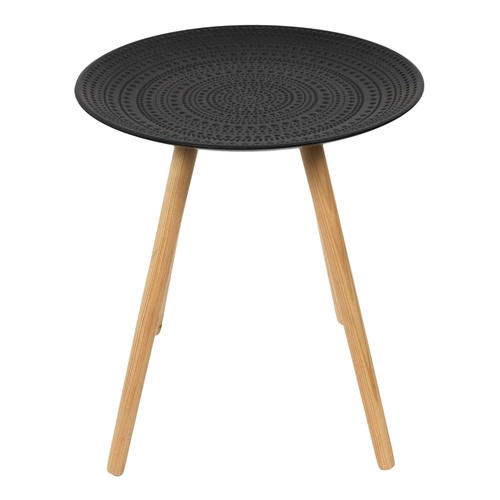 Zestaw 2 okrągłych stolików kawowych Intesi czarny/naturalny skandynawski drewniany 2w1 do salonu