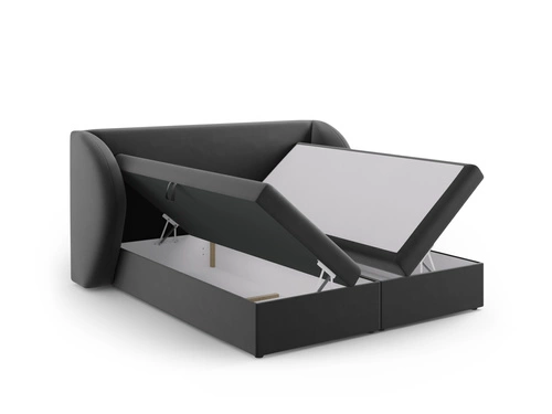 Łóżko tapicerowane Miley szare welurowe 160x200 z pojemnikiem do sypialni nowoczesne