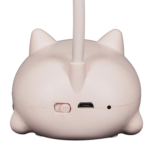 Lampka biurkowa LED Kitty różowa nowoczesna akumulatorowa do pokoju dziecka Intesi 21 cm