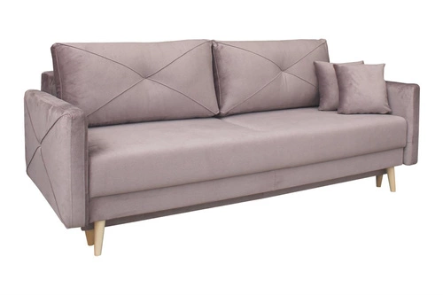 Sofa rozkładana z funkcją spania Saxo różowa do salonu skandynawska z pojemnikiem Intesi