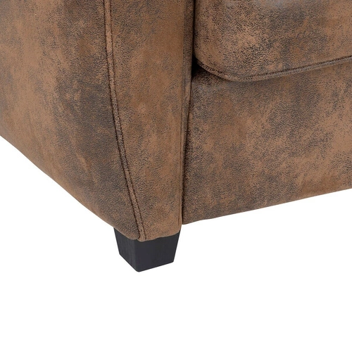 Sofa dwuosobowa klubowa Stanis vintage brązowa z podłokietnikami do salonu Atmosphera