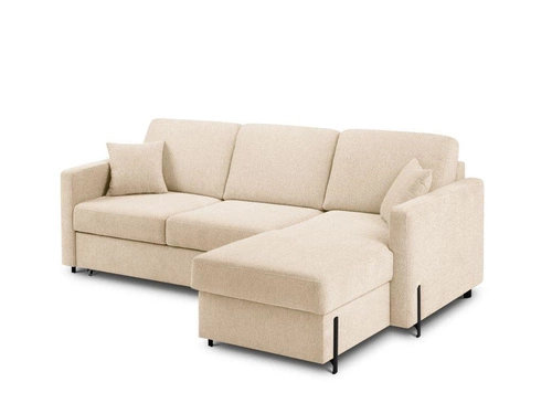 Narożnik z funkcją spania Gabriel Beige Structured Fabric prawostronny