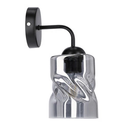 Kinkiet ścienny Felis nowoczesny czarny z dymionym szklanym kloszem do salonu i sypialni