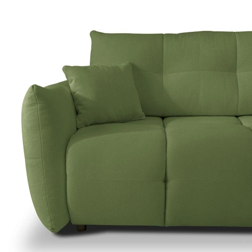 Narożnik z funkcją spania do salonu Bode prawy zielony nowoczesny z pojemnikiem