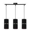 Lampa wisząca Gina czarny 3x60 E27  abażur 12x25 czarny złota folia+złoty pasek