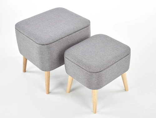 Zestaw 2 puf Gryf szare ze schowkiem na nóżkach do salonu i przedpokoju Intesi
