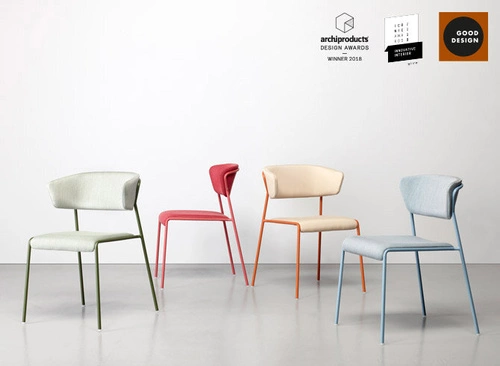 Krzesło tapicerowane Lisa czerwone wodoodporne do jadalni kuchni tarasu nowoczesne SCAB Design