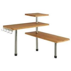 Bambusowa półka kuchenna na przyprawy z 3 poziomami i 4 haczykami 5five simply smart