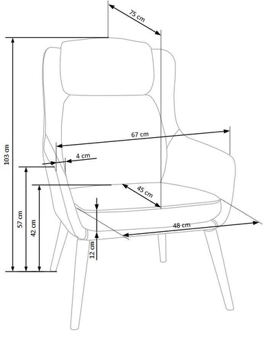Fotel wypoczynkowy Haga beżowy do salonu retro tapicerowany tkaniną z drewnianymi nogami
