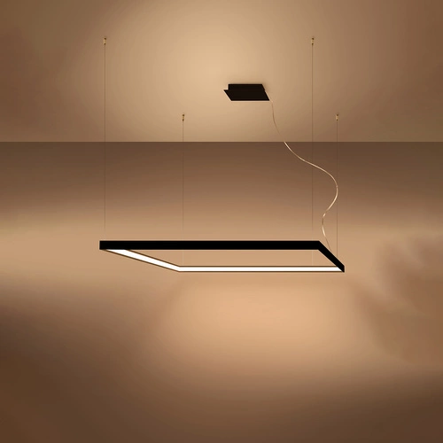 Nowoczesny żyrandol LED Nelya L czarny do salonu i nad stół, metal, 110 cm