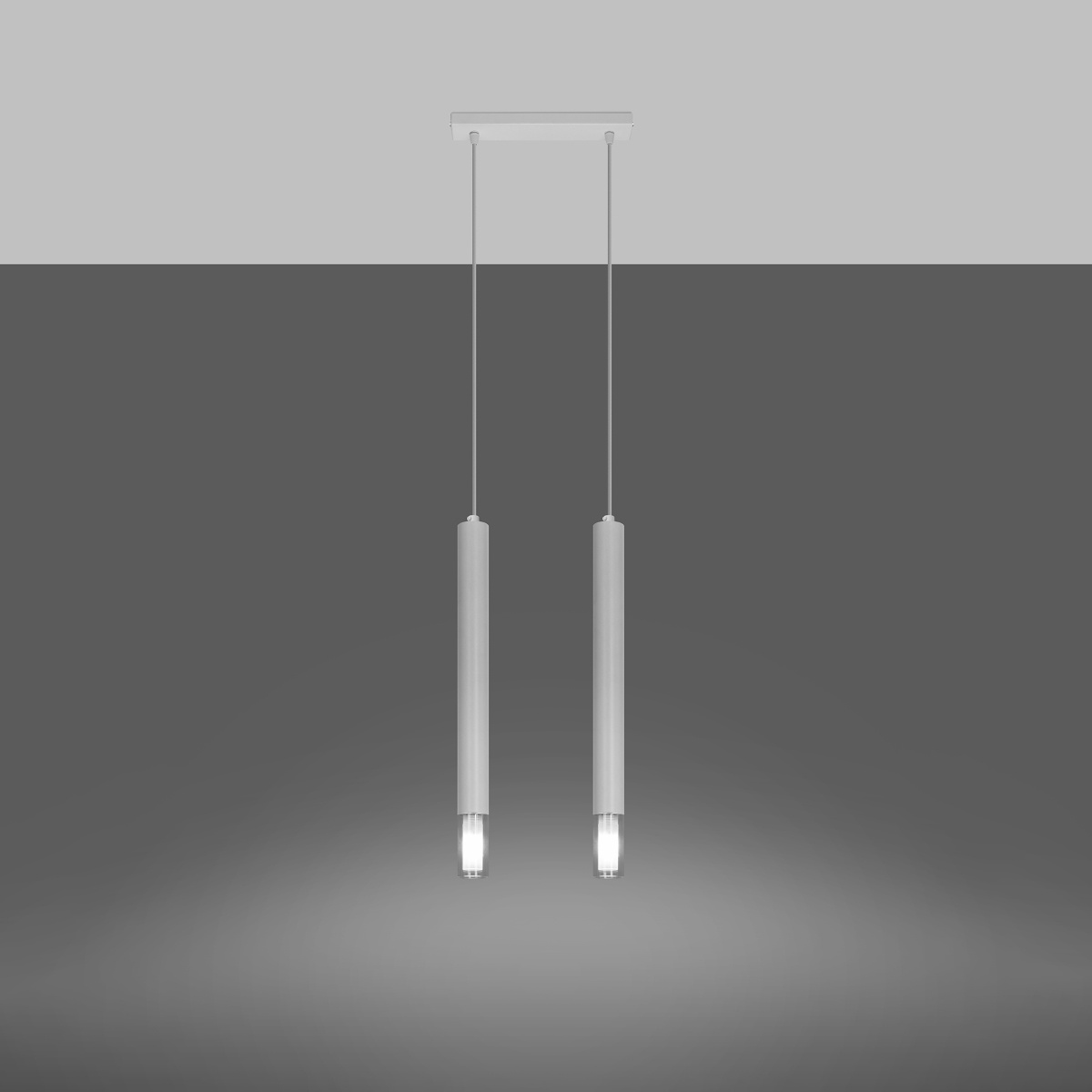 Lampa wisząca Wezyr 2 biała nowoczesna szklana do salonu kuchni lub nad wyspę