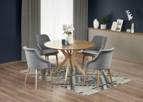 Stół okrągły do jadalni Dancan 120 cm dąb naturalny skandynawski drewniany Intesi